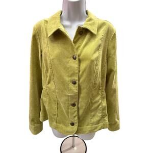 Christopher & Banks Women S Jacket Size Medium Green Corduroy Lightweight Button